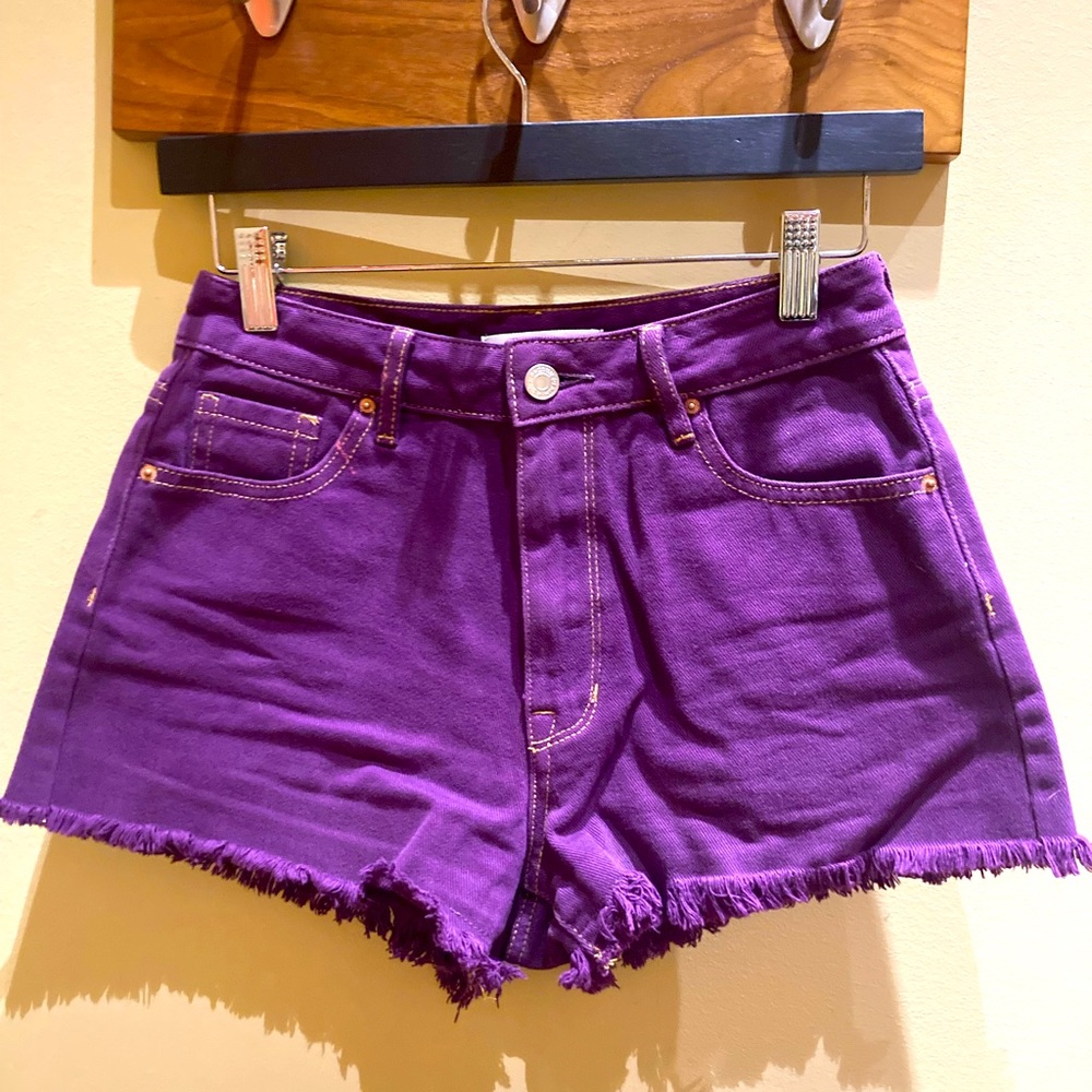 NWOT PacSun Purple High Rise Denim Shorts, Size 25